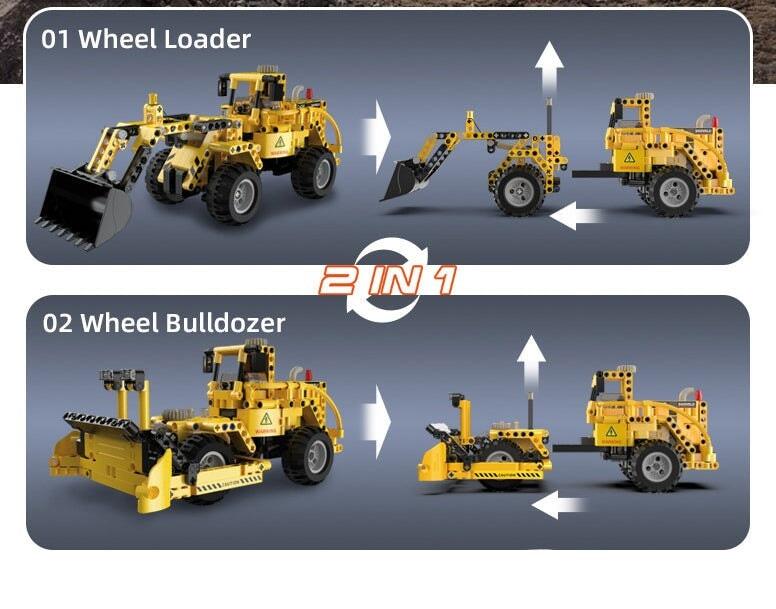 Wheel Loader Bulldozer Combo - Building Set | Power Brickz