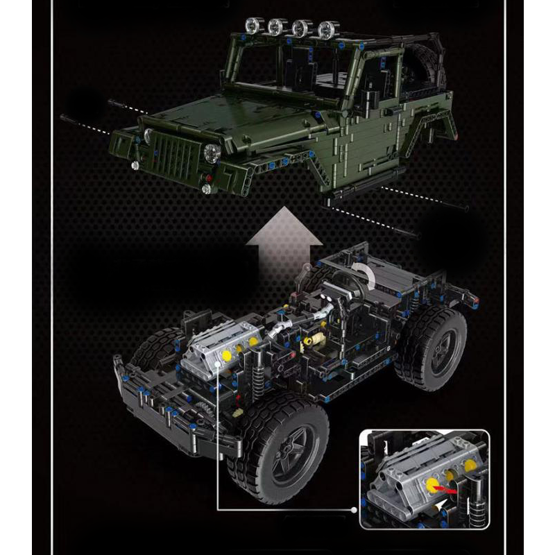 Jurassic 4x4 Wrangler Remote Control - Building Blocks Set | Power Brickz