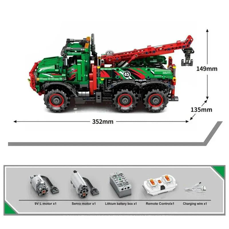 6x6 Crane Construction Truck - Building Set | Power Brickz